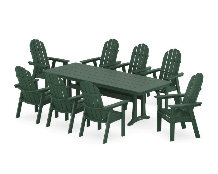 POLYWOOD Vineyard 9-Piece Curveback Adirondack Farmhouse Dining Set with Trestle Legs