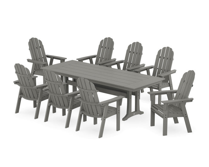 POLYWOOD Vineyard 9-Piece Curveback Adirondack Farmhouse Dining Set with Trestle Legs