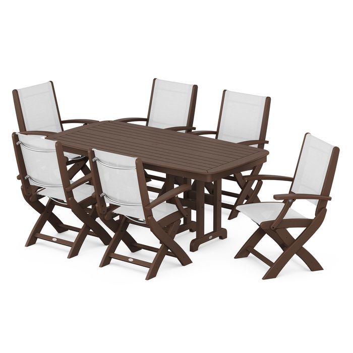 POLYWOOD Coastal Folding Arm Chair 7-Piece Dining Set