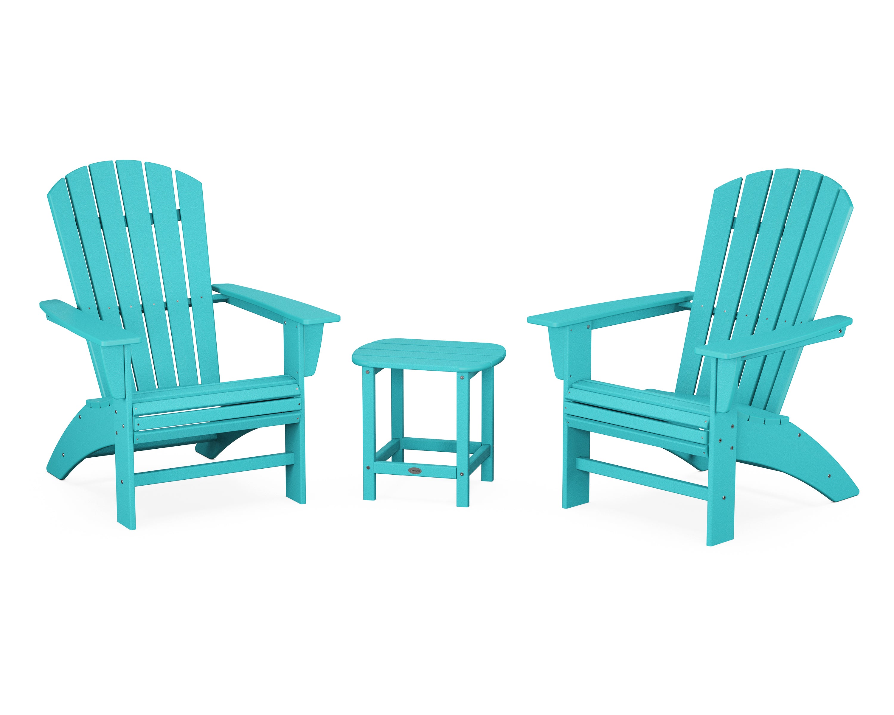 POLYWOOD Nautical 3-Piece Curveback Adirondack Set