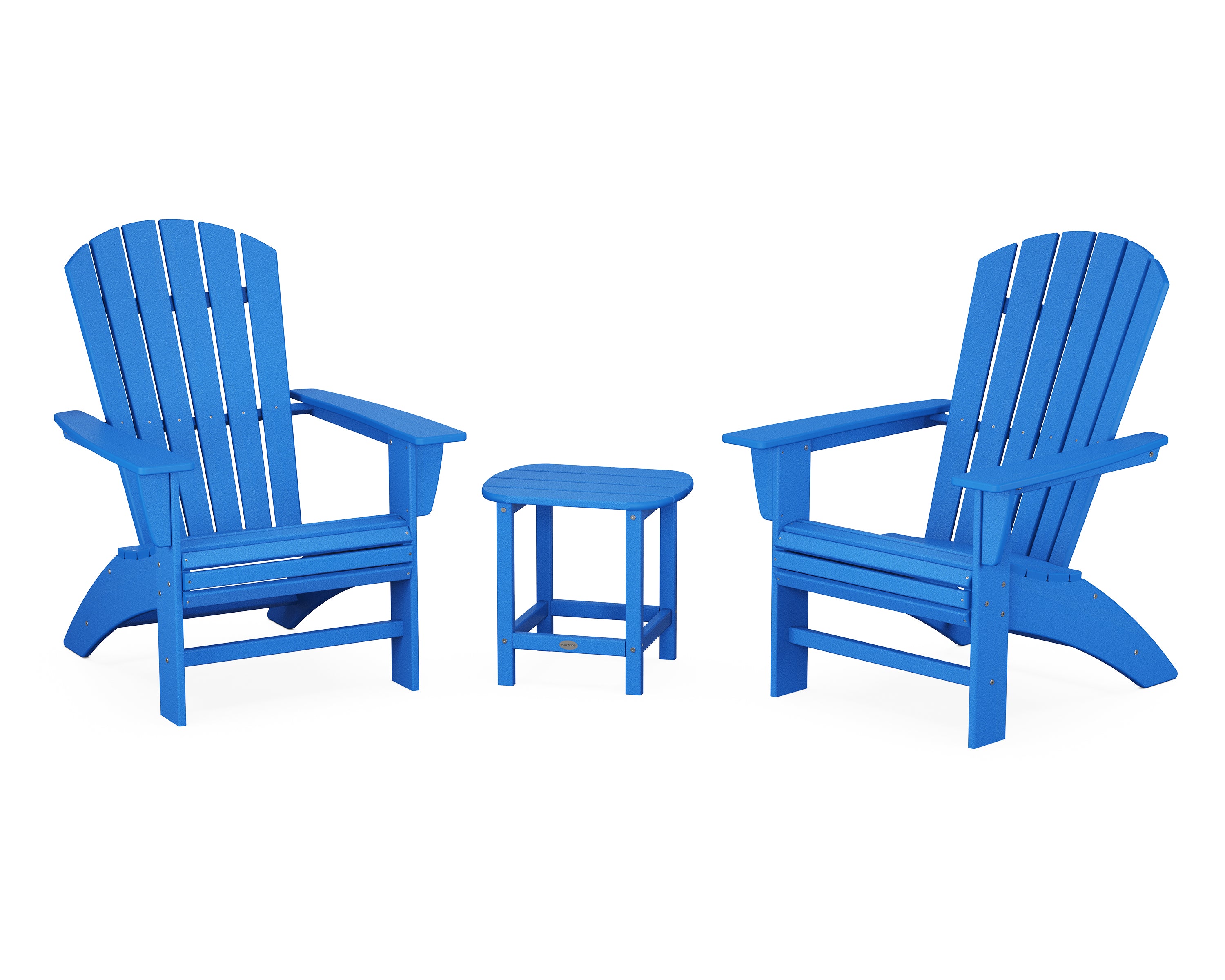 POLYWOOD Nautical 3-Piece Curveback Adirondack Set