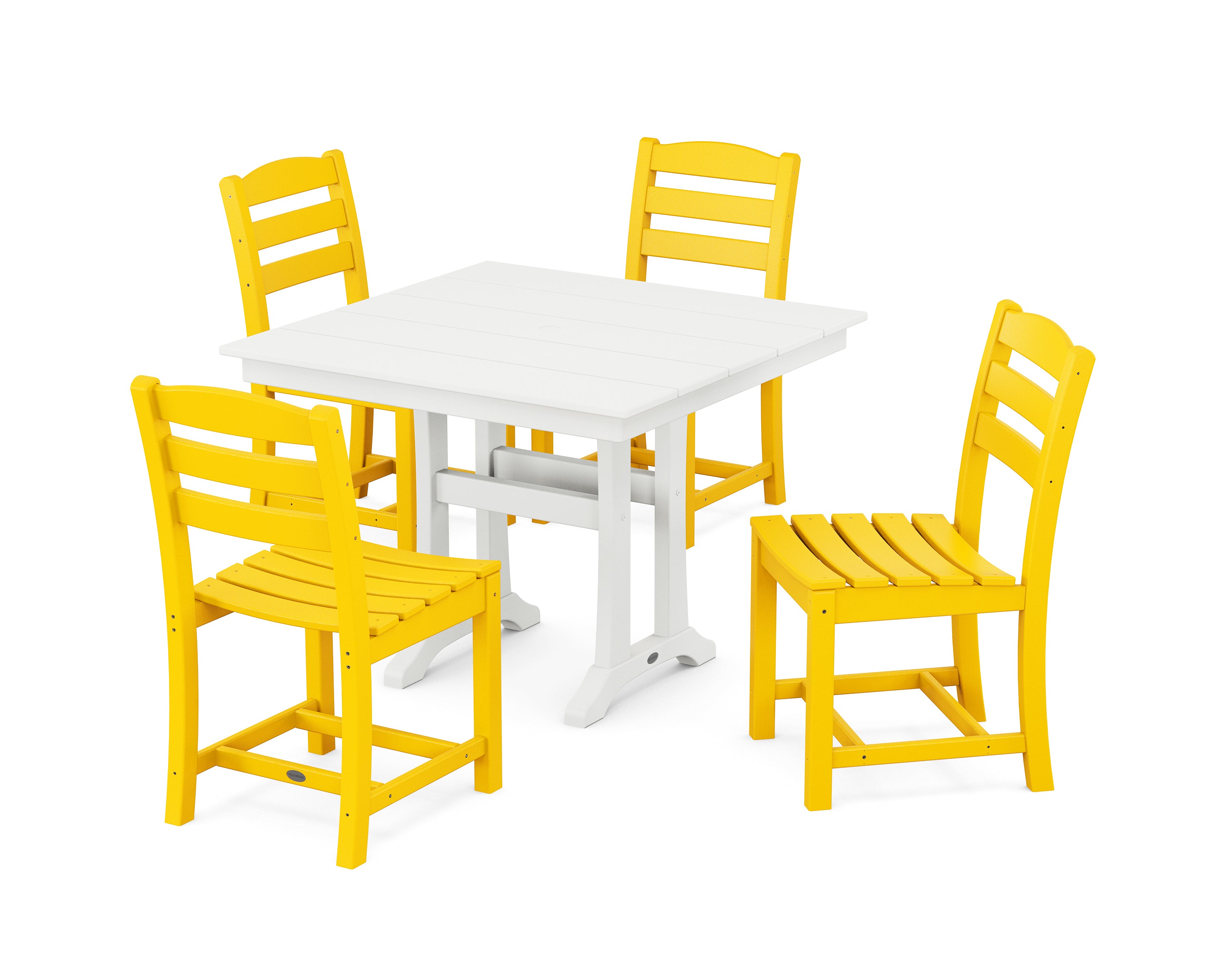 POLYWOOD La Casa Café 5-Piece Farmhouse Trestle Side Chair Dining Set