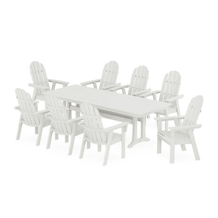 POLYWOOD Vineyard 9-Piece Curveback Adirondack Farmhouse Dining Set with Trestle Legs