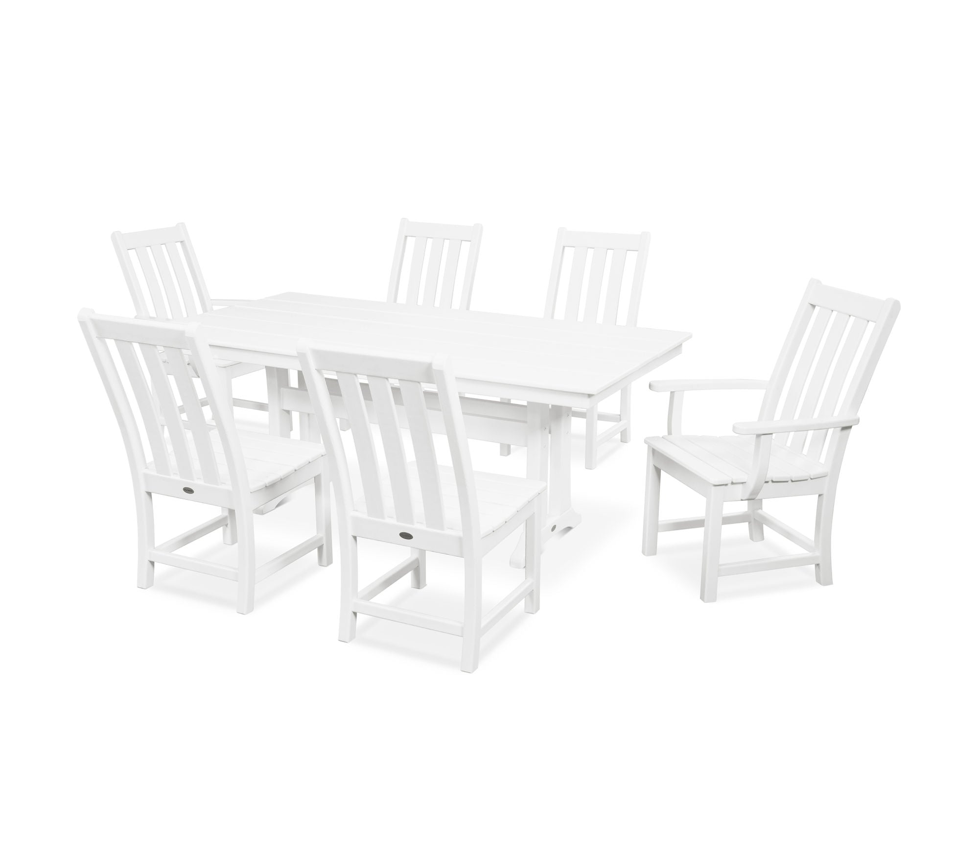 POLYWOOD Vineyard 7-Piece Farmhouse Trestle Dining Set