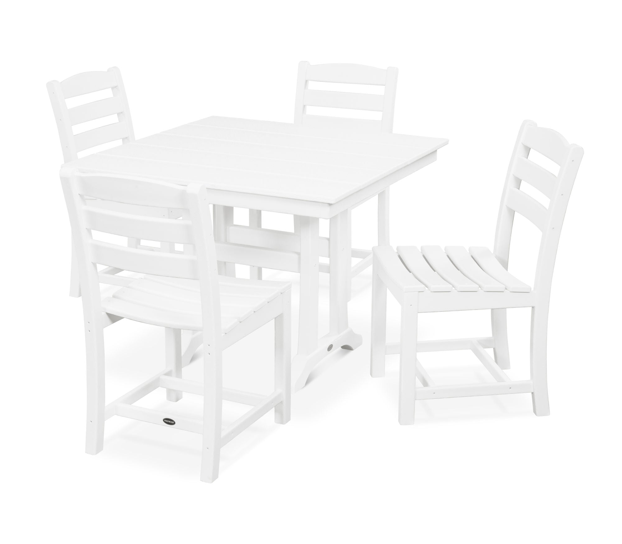 POLYWOOD La Casa Café 5-Piece Farmhouse Trestle Side Chair Dining Set