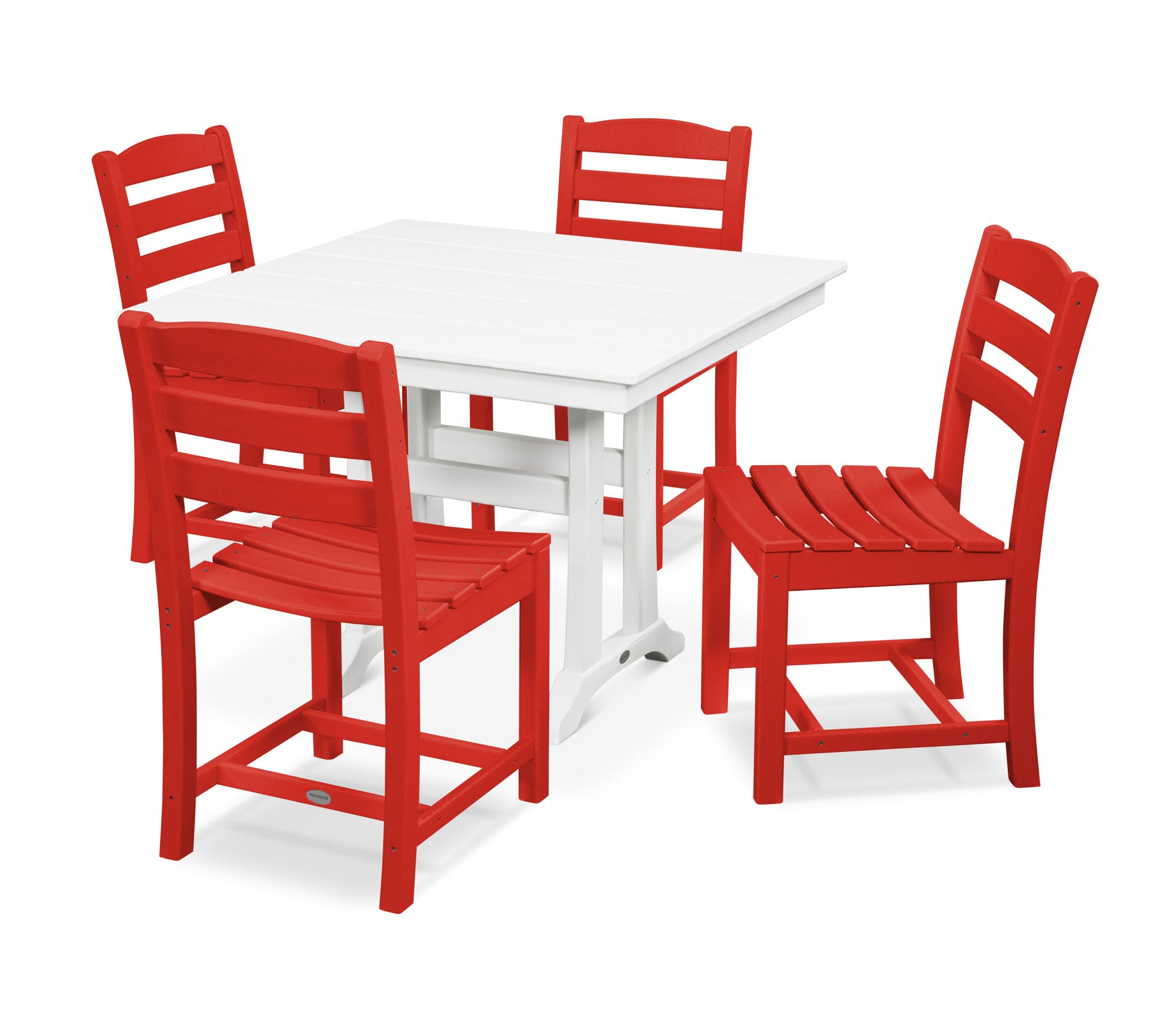 POLYWOOD La Casa Café 5-Piece Farmhouse Trestle Side Chair Dining Set