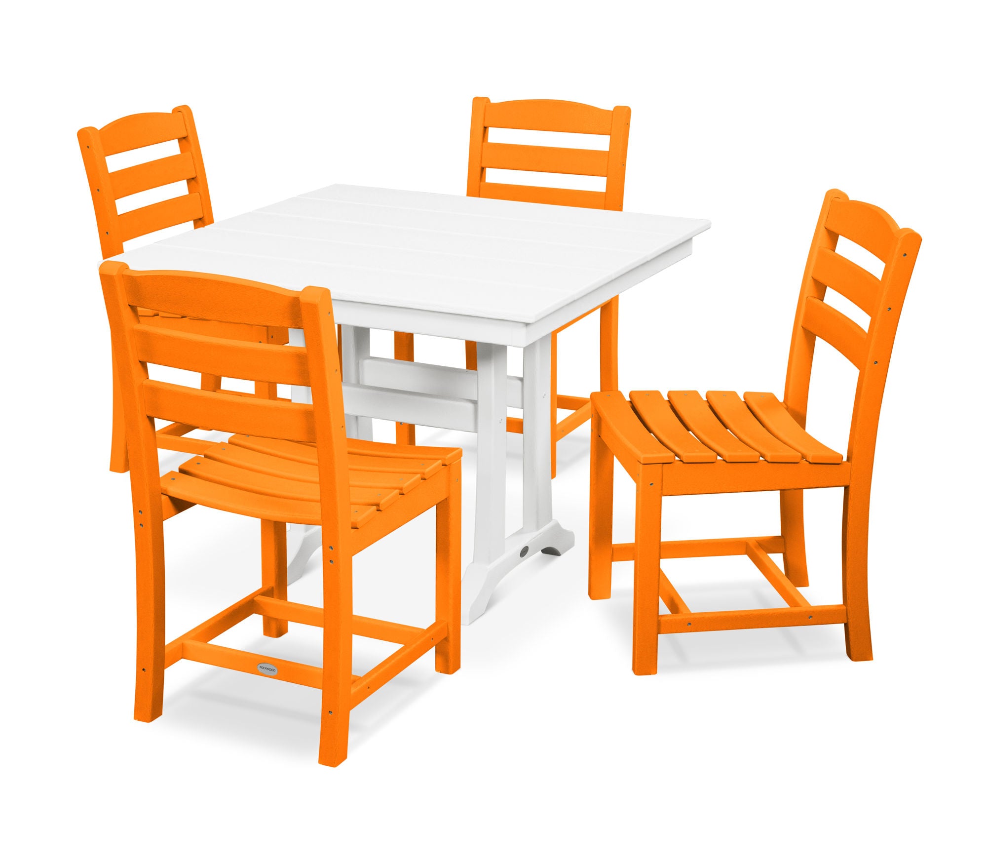 POLYWOOD La Casa Café 5-Piece Farmhouse Trestle Side Chair Dining Set