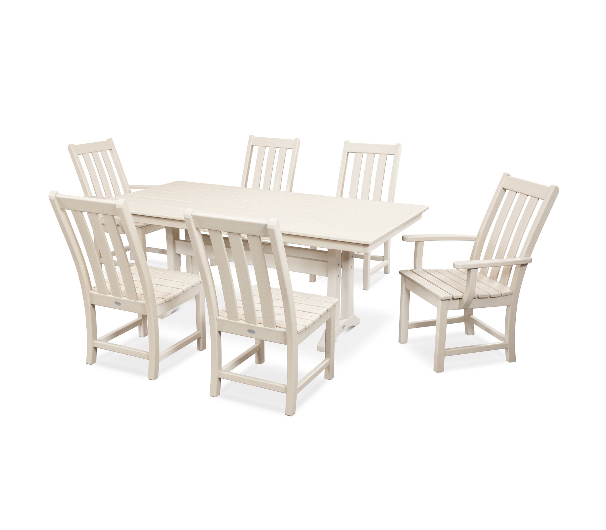 POLYWOOD Vineyard 7-Piece Farmhouse Trestle Dining Set