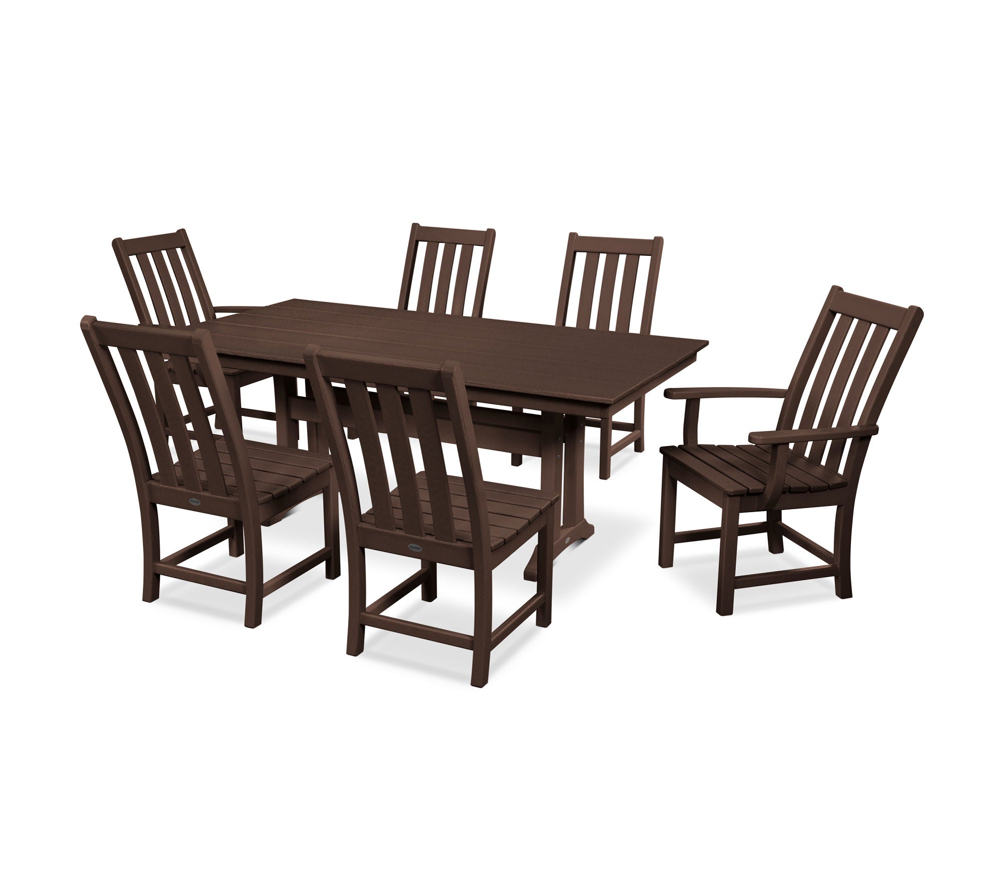 POLYWOOD Vineyard 7-Piece Farmhouse Trestle Dining Set