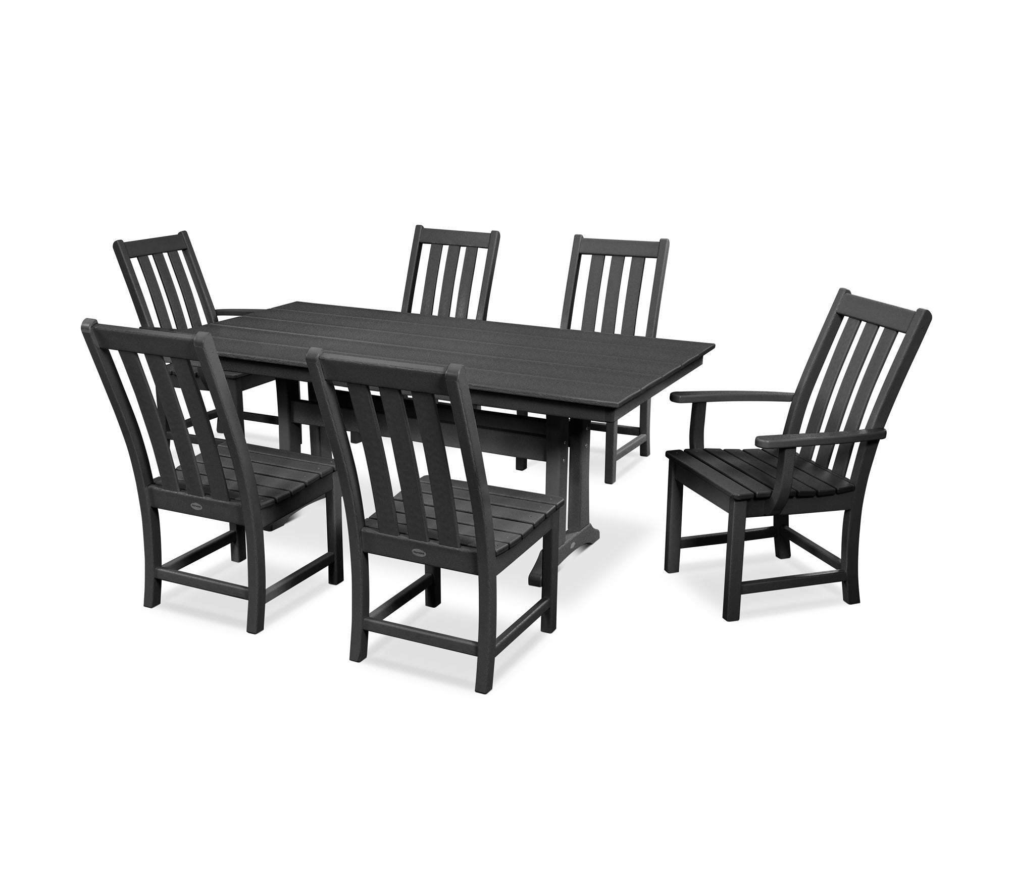 POLYWOOD Vineyard 7-Piece Farmhouse Trestle Dining Set