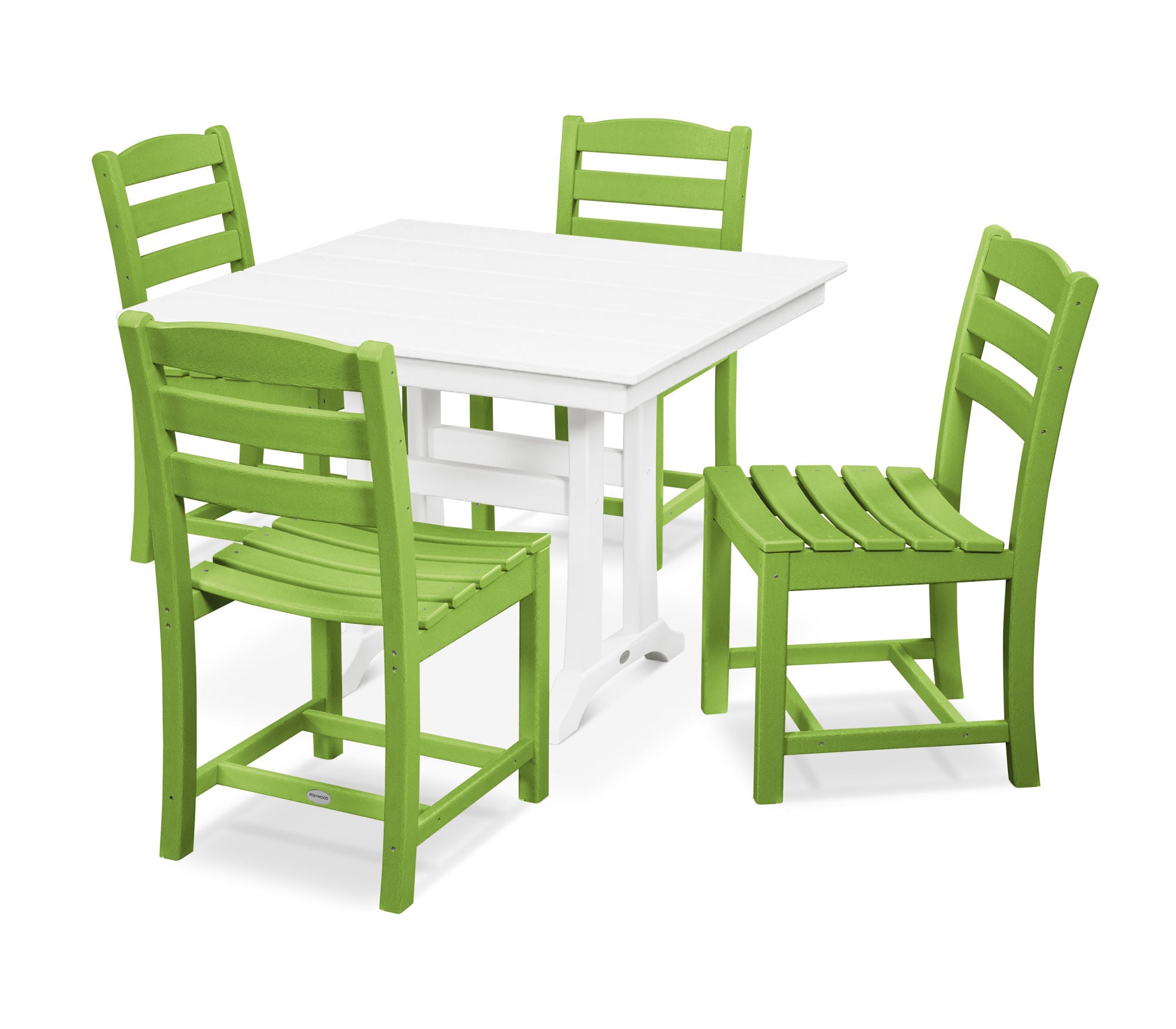 POLYWOOD La Casa Café 5-Piece Farmhouse Trestle Side Chair Dining Set