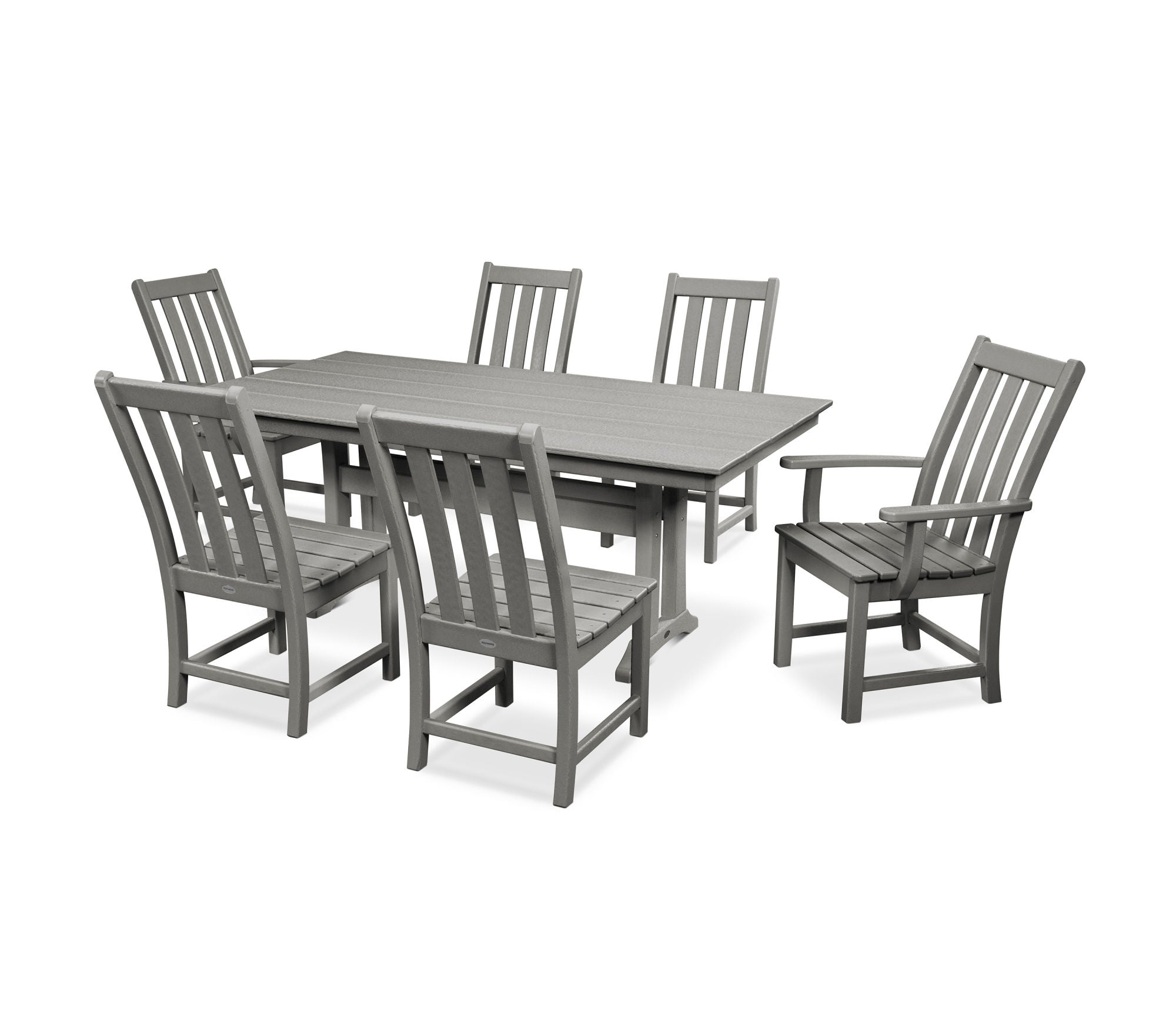 POLYWOOD Vineyard 7-Piece Farmhouse Trestle Dining Set